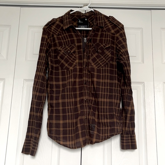 Gstsr Raw zip and snap button up long sleeve shirt - Picture 1 of 13